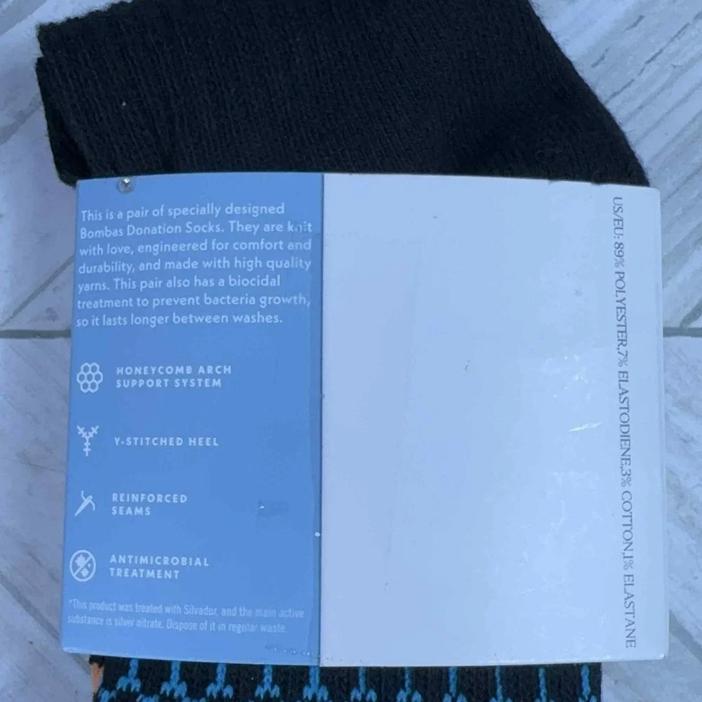 Bombas Honeycomb Arch Support Half Calf Socks Womens Sz Small 4-7.5 Black Stripe